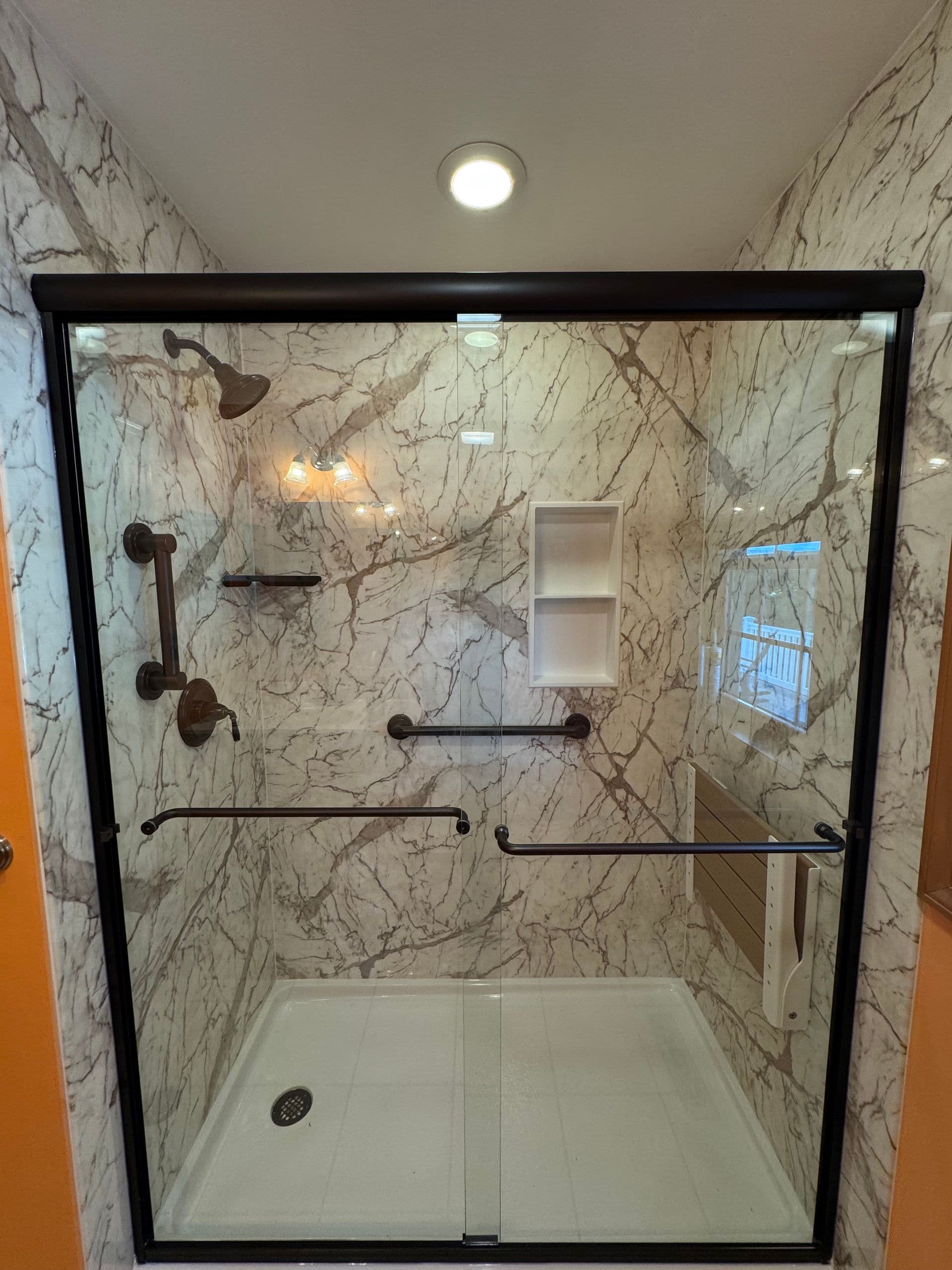 shower with grab bars