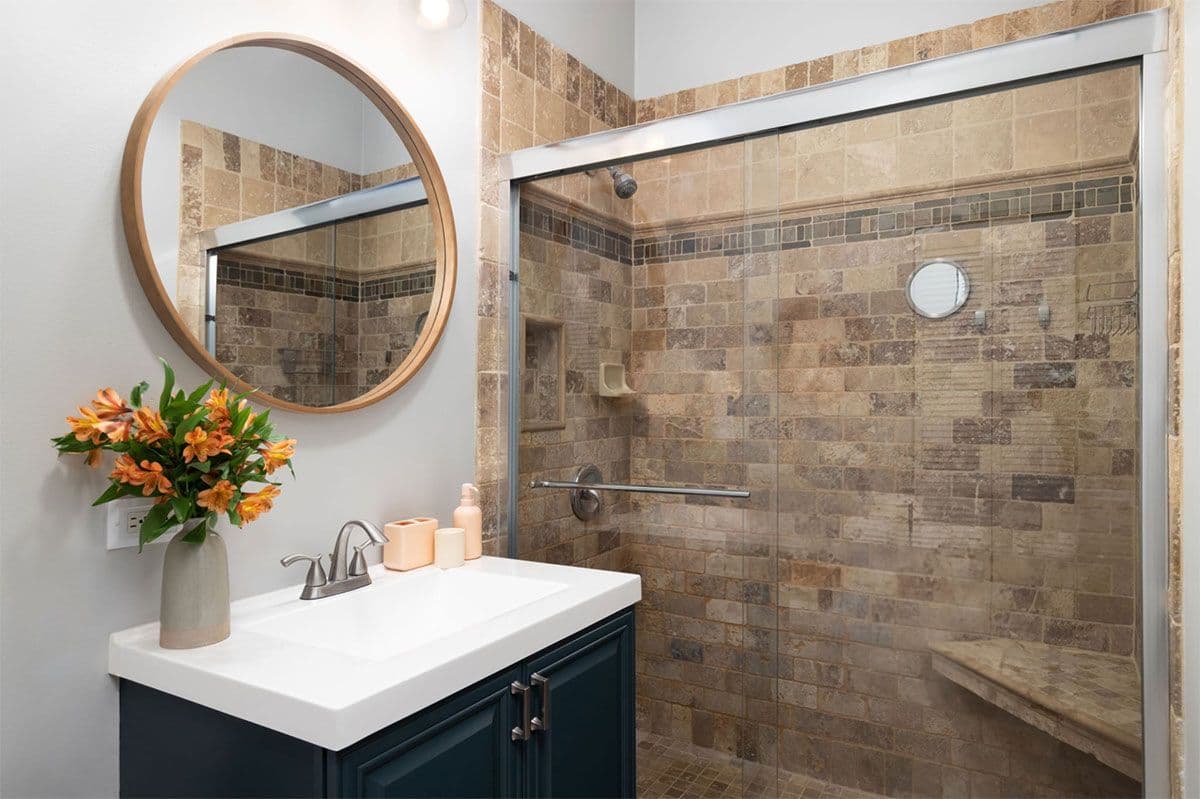 tiled shower