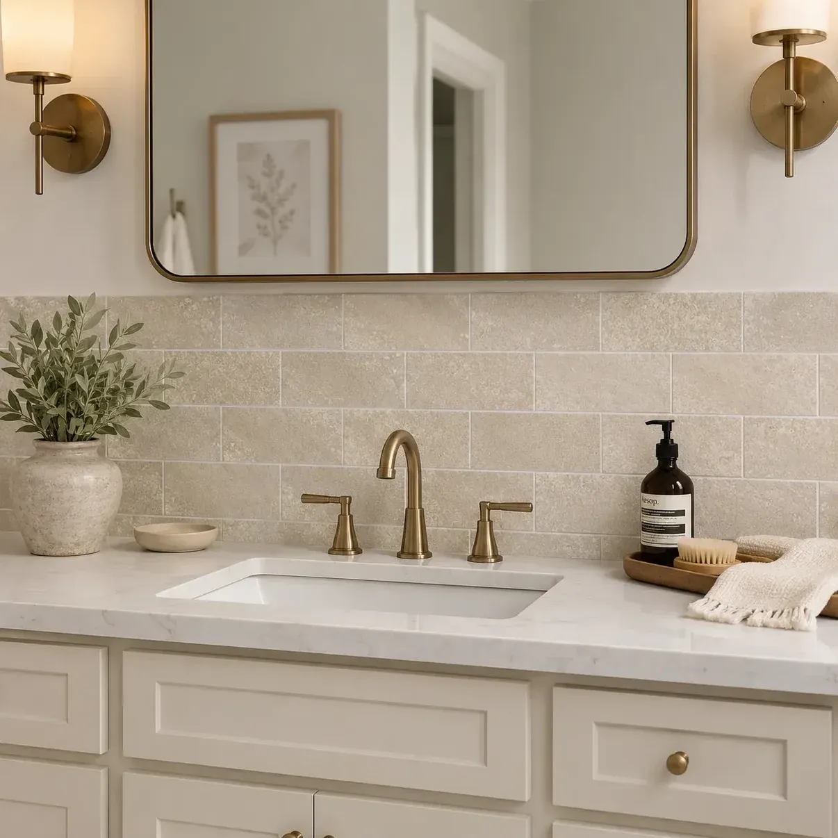 Peel and stick bathroom tile backsplash