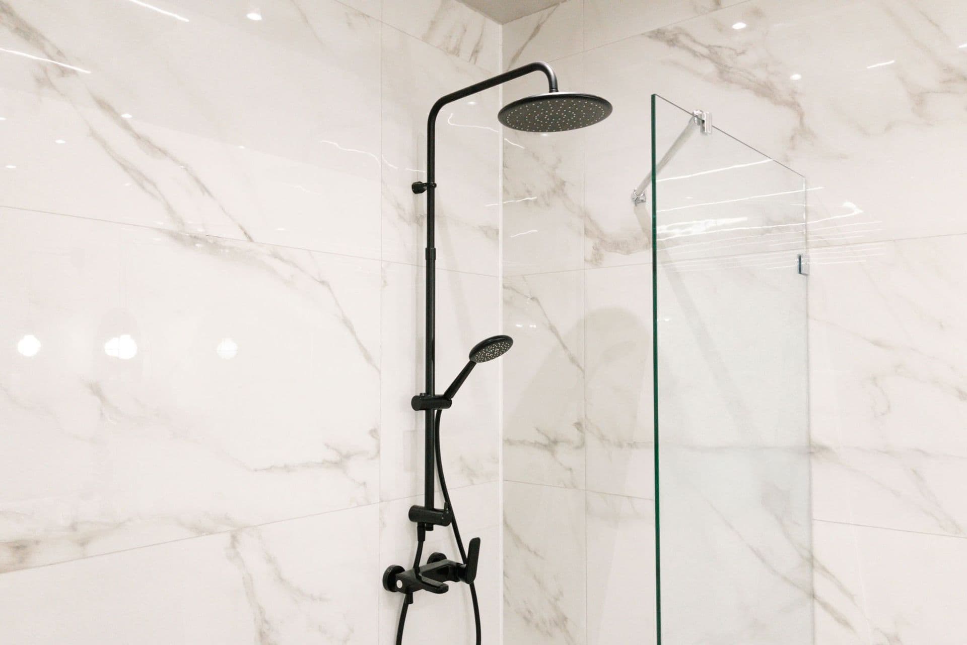Matte Black rain shower head with handheld attachments