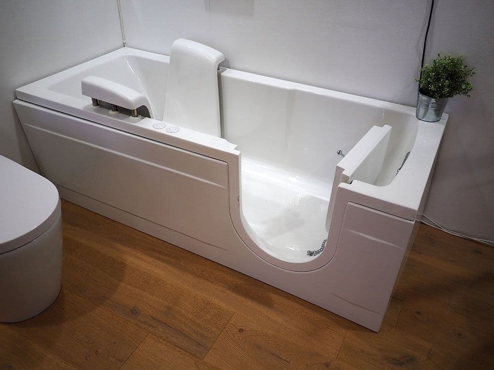 A WALK in tub from total bath systems provides easy access for wheelchair and walker access