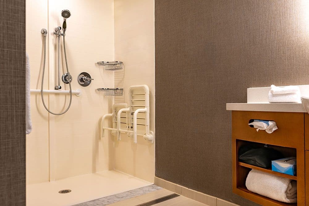 Walk-in shower seat bathroom safety